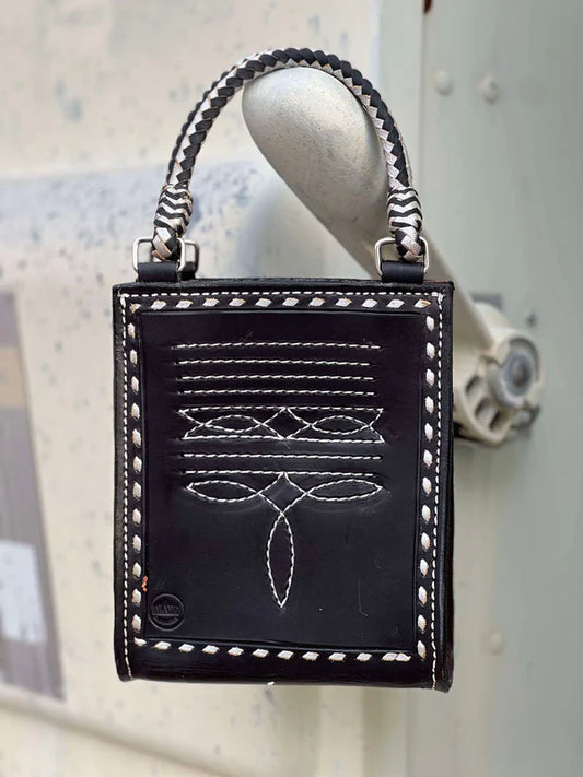 The Card Handbags- Cowboy stitch Black