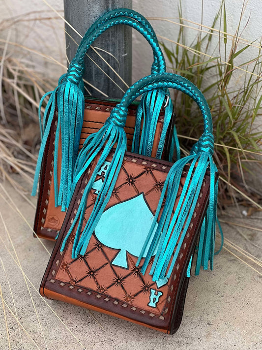 Card Handbag- Turquoise Ace Tassel