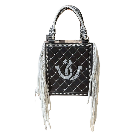 The Card Handbags- HORSE SHOE SILVER FRINGE