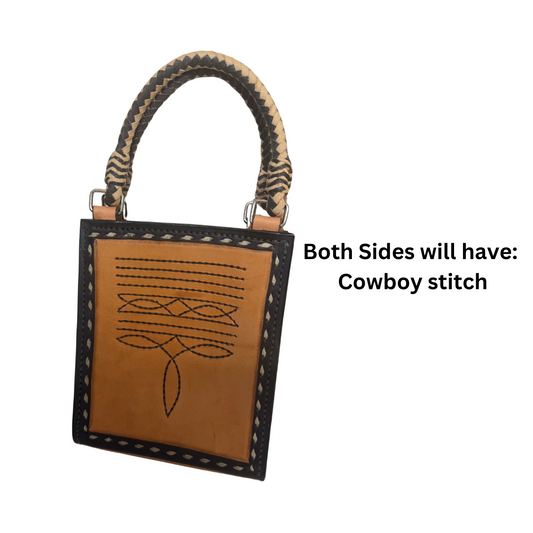 The Card Handbags- Cowboy stitch Golden