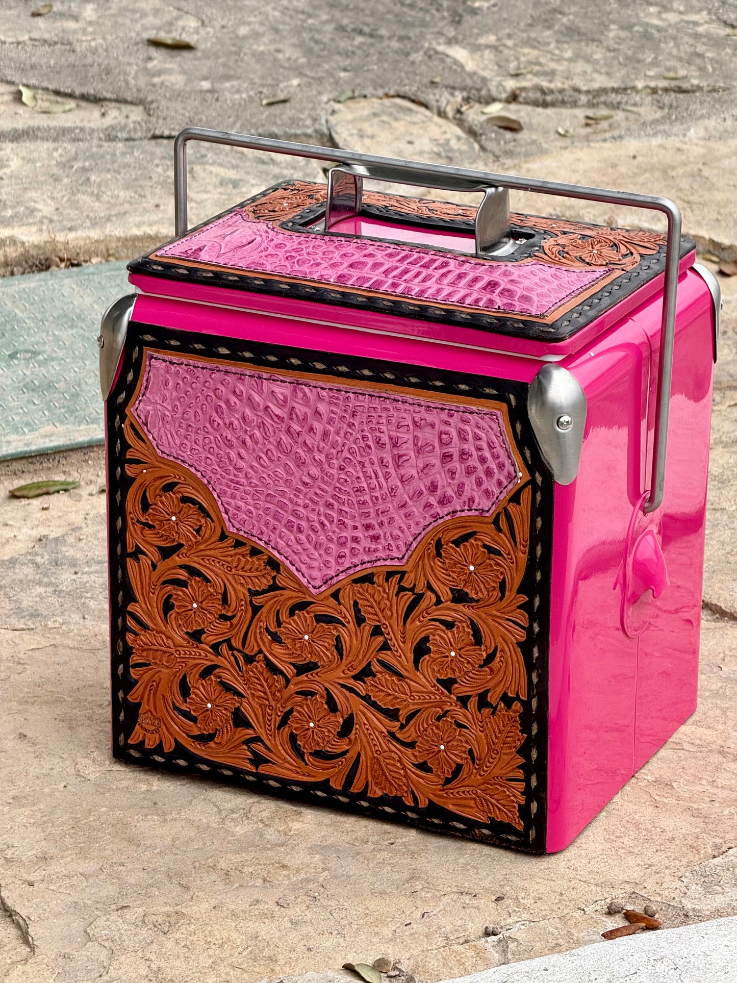 Retro Rodeo Pink Cooler- Pink Gator