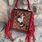 Card Handbag- Red Bronc Rider FRINGE W/ INLAY