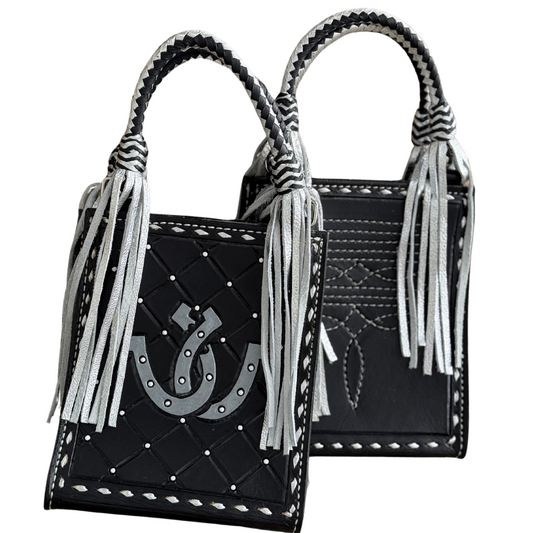 The Card Handbags- HORSE SHOE SILVER TASSEL