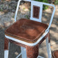 (STOCK) SET OF 2 26" CHOCOLATE Cowboy Stitch Bar Stools on White stools (WITH WHITE STITCH)