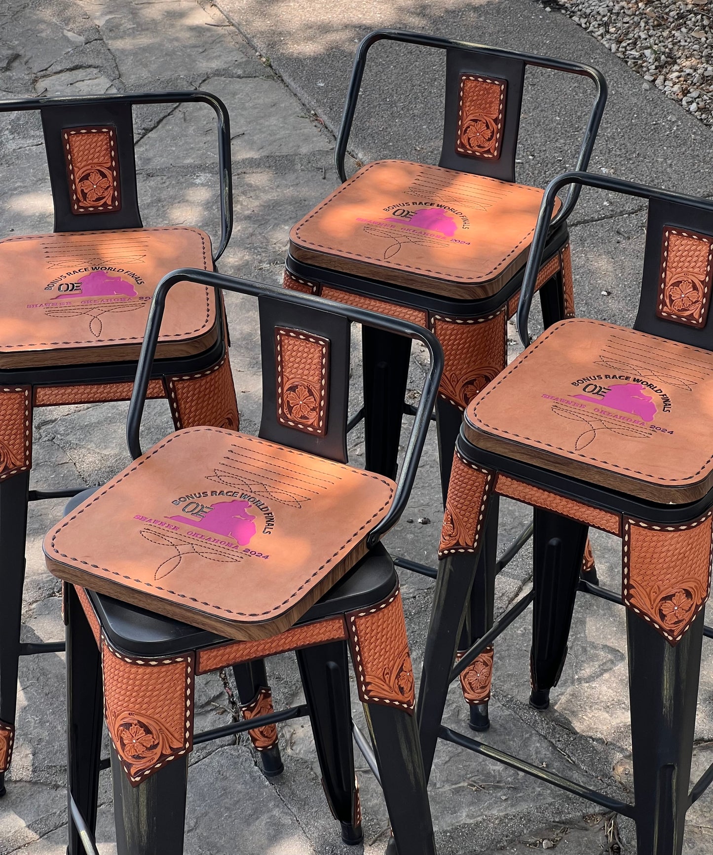 Pair of Barstools W/ Cinnamon Design