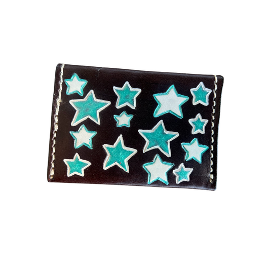 Neon Turquoise Star Card Holder