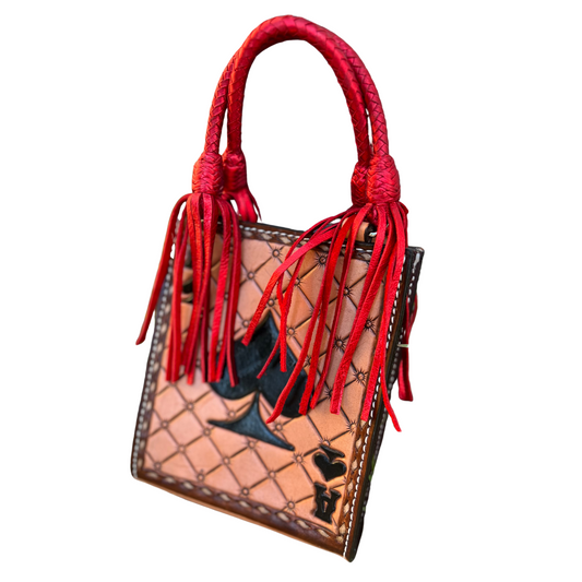 Card Handbag- Red Ace Tassel