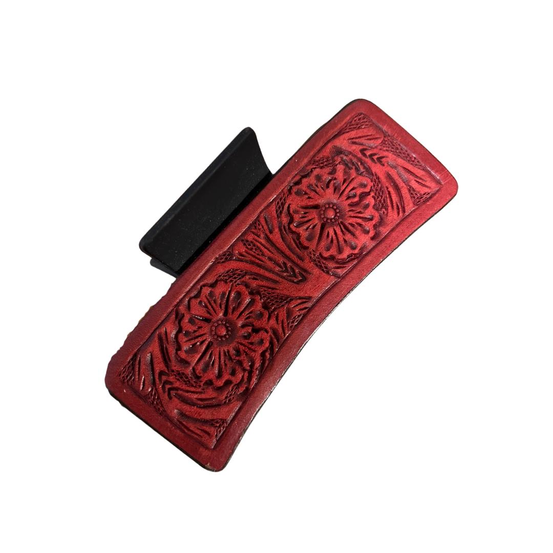 Large Red Leather Hair Claw