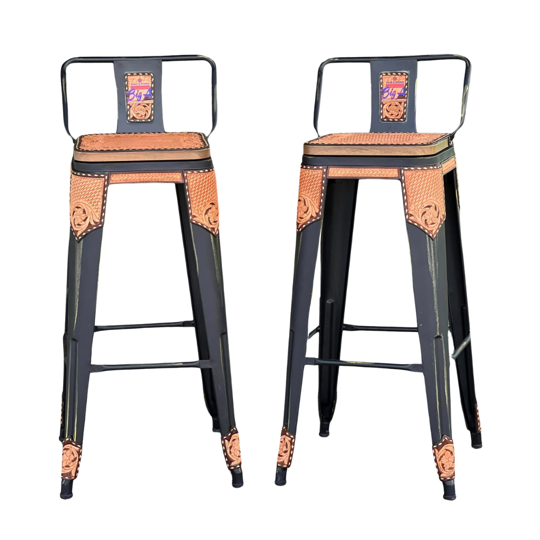 Pair of Barstools W/ Cinnamon Design